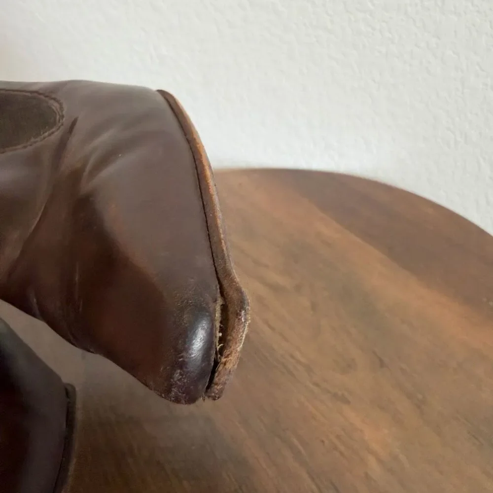 Yves Saint Laurent Brown Leather Pull-On Heeled Sock Bootie Women's Size 39 US 9